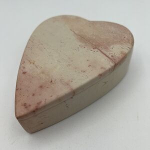 Heart Raspberry Alabaster Pink Trinket Jewelry Box Hand Carved Lid 5" Valentine